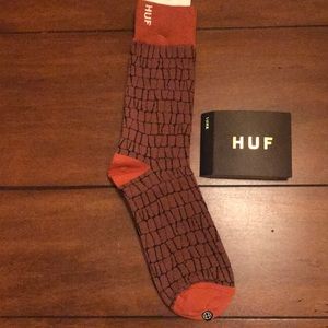 NWT HUF Luxe Jacquard Pattern Crew Socks